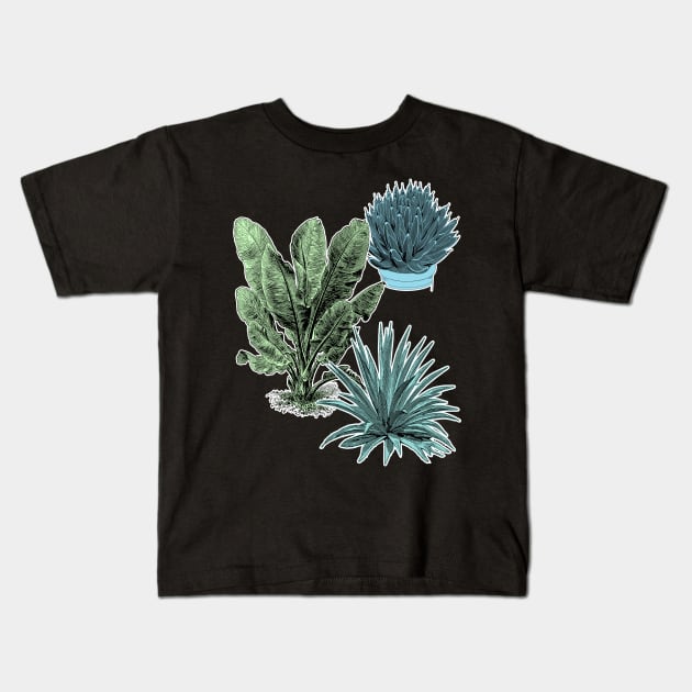 Tropical Plants | Succulent Banana Leaves Kids T-Shirt by encycloart